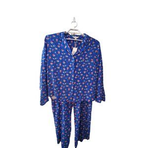 M&S X Ghost nwt pajamas womens 16 short pants 18 top blue floral viscose